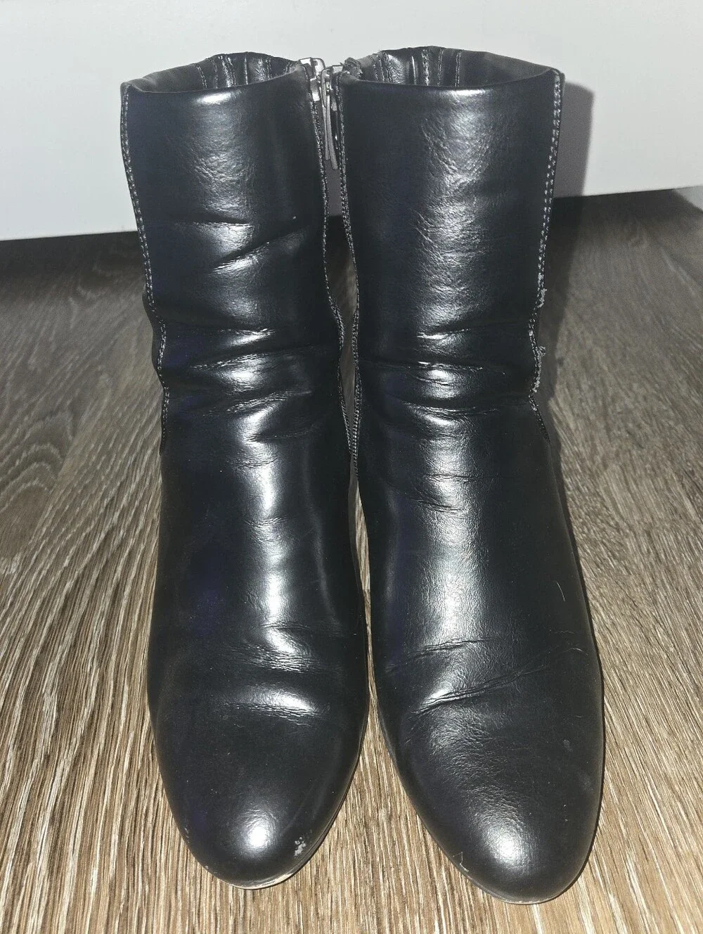 Franco Sarto Ponte Women's Black Zip Heel Boots Booties Size 9
